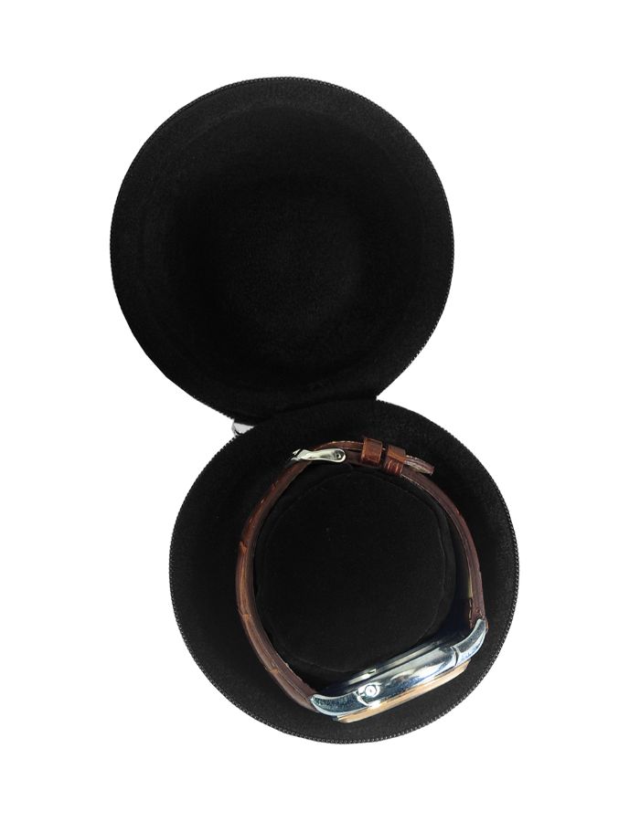 31MADISON ROOSEVELT Black Leather Single Watch Travel Case