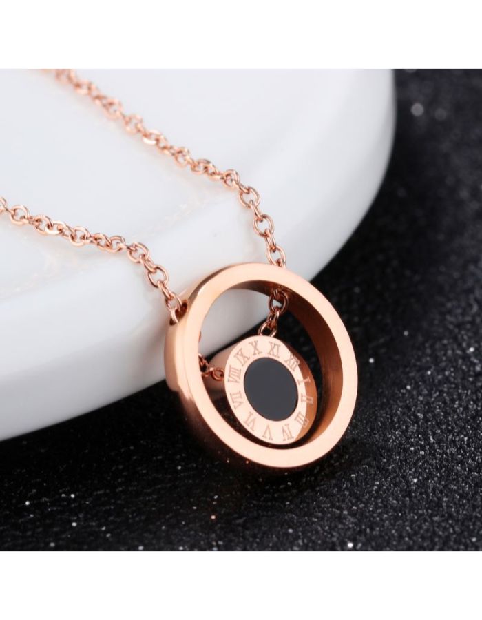 31MADISON Roman Rose Gold 2 Circle Necklace