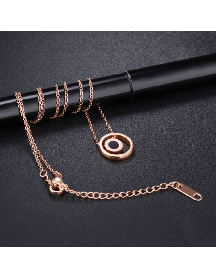 31MADISON Roman Rose Gold 2 Circle Necklace