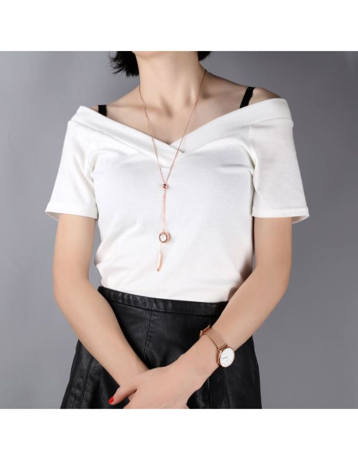 31MADISON Roman Rose Gold Drop Necklace