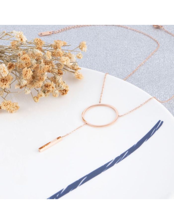 31MADISON Rose Gold Circle Drop Necklace