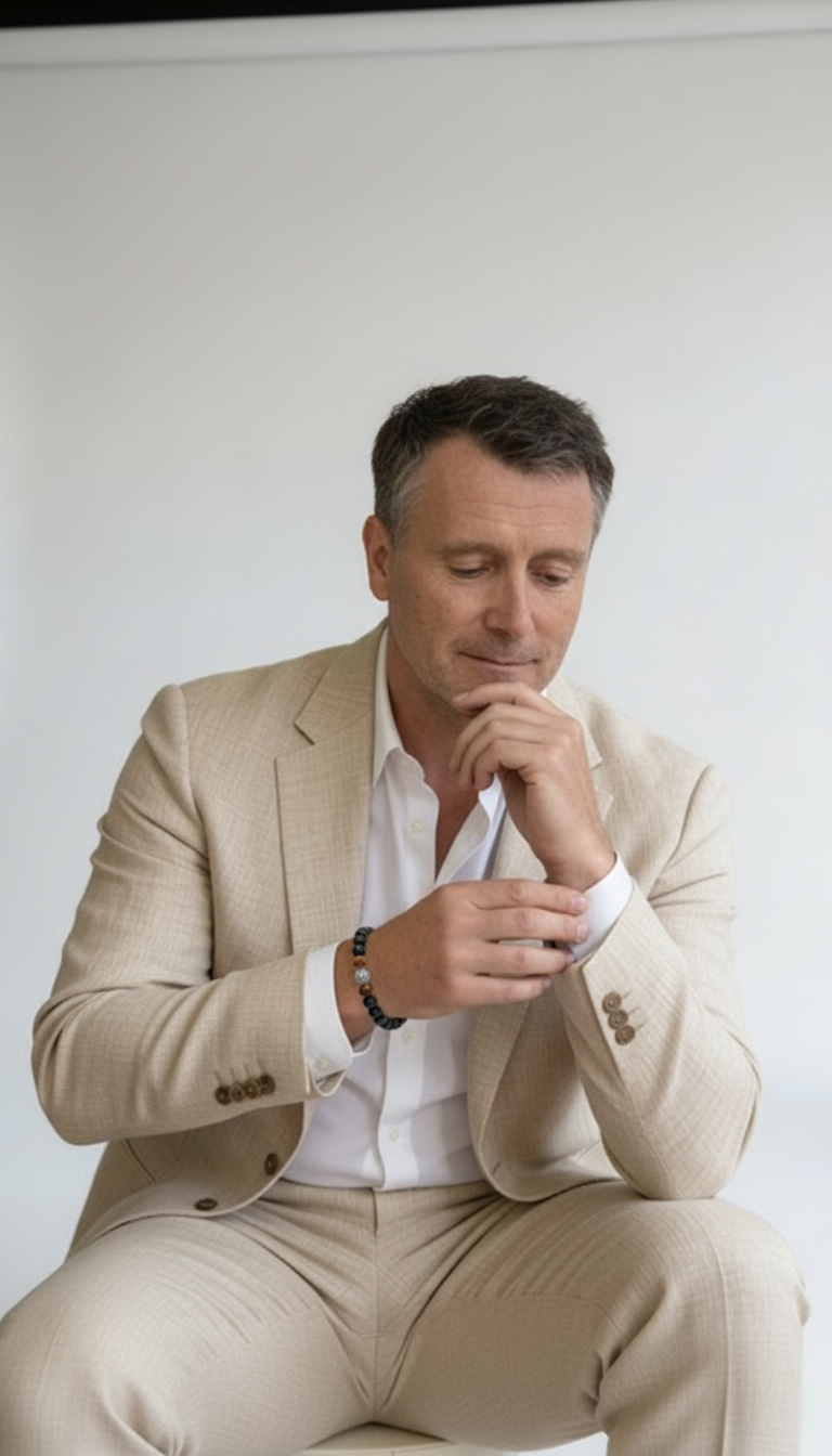 31MADISON BROOKLYN Men's Natural Stone Bead Bracelet