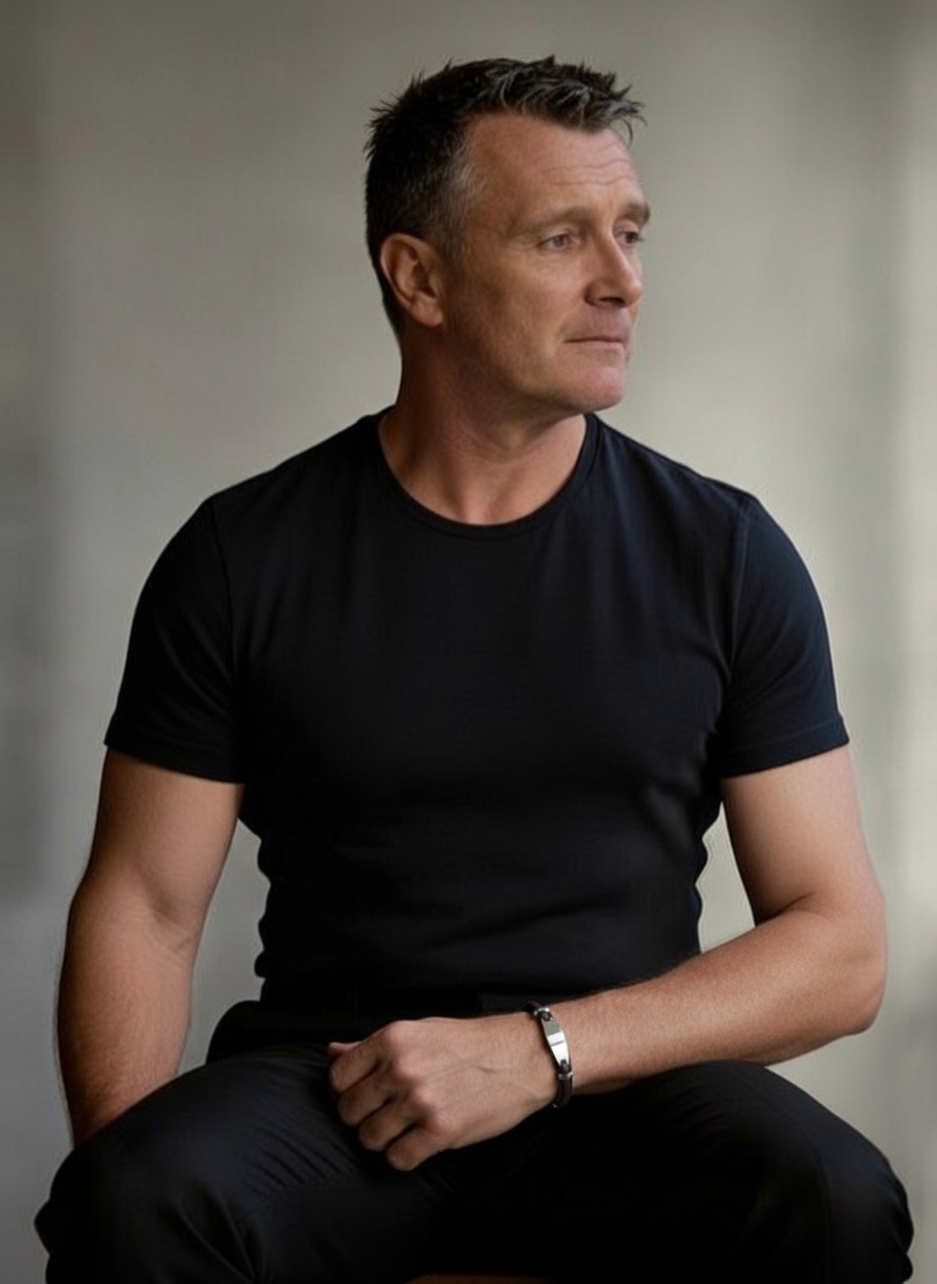 31MADISON BROOKLYN Men's Black & Brown Leather ID Bracelet