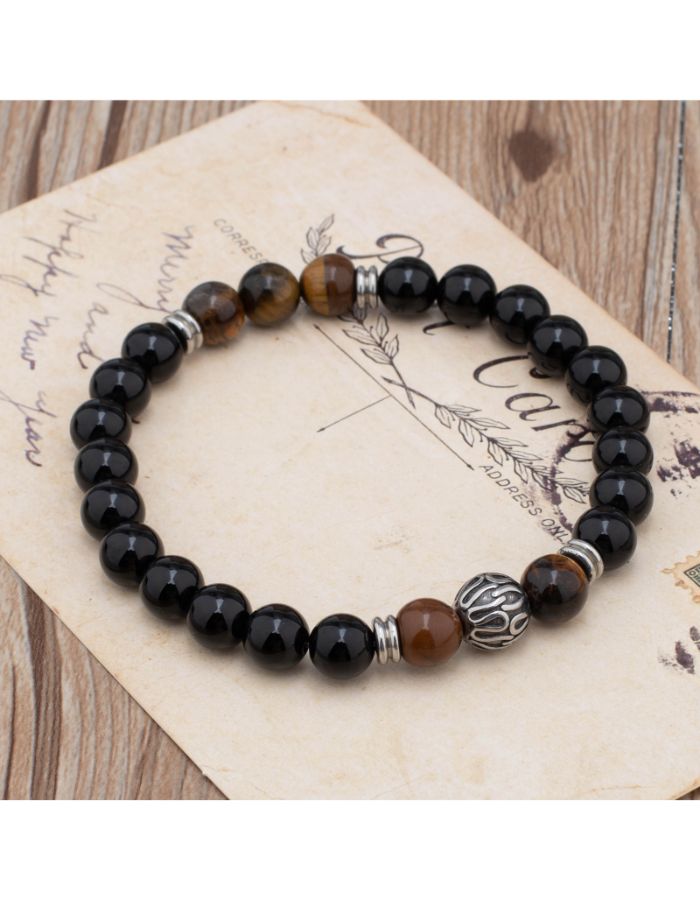 31MADISON BROOKLYN Men's Natural Stone Bead Bracelet