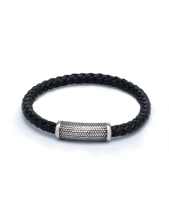 31MADISON BROOKLYN Men's Black Leather Bracelet