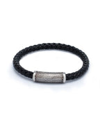 31MADISON BROOKLYN Men's Black Leather Bracelet