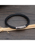31MADISON BROOKLYN Men's Black Leather Bracelet