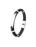 31MADISON BROOKLYN Men's Black & Brown Leather ID Bracelet