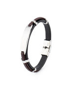 31MADISON BROOKLYN Men's Black & Brown Leather ID Bracelet