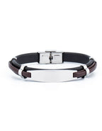 31MADISON BROOKLYN Men's Black & Brown Leather ID Bracelet